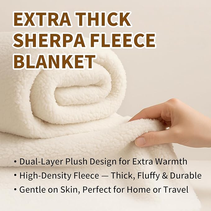 Soft Cozy Sherpa Fleece Baby Blankets Animal Pattern Fluffy Plush Receiving Blanket for Newborn Infant Toddler Thick Warm Crib Stroller Blanket for Boys Girls 30"x40" White Sheep