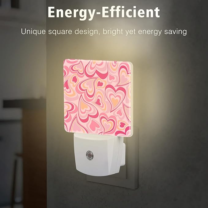 Love Heart Night Light Plug into Wall with Dusk to Dawn Light Sensors Valentine's Day Night Light LED Lamp for Bedroom Hallway Home Wall Decor Nightlight for Girls Boys Men Women