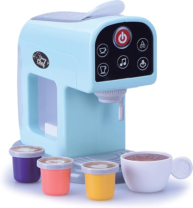 Small World Toys Kids Coffee Maker with Lights and Sound, Cuppa Joe Coffee Maker with Cup and Pods, Automatic Shut-Off Espresso Machine, Realistic Kids Coffee Playset, Gift for Girls and Boys