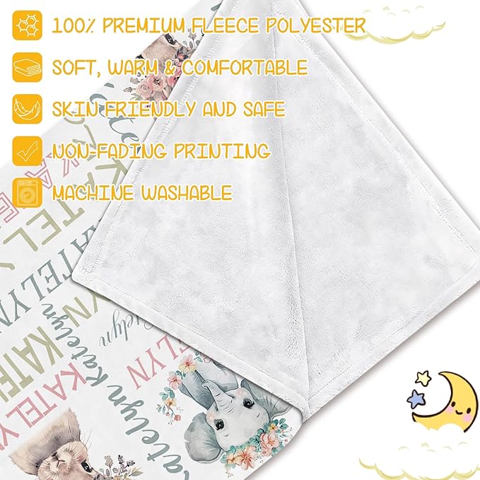 Personalized Baby Blanket - Custom With Name for Girls and Boys, Super Soft Plush Fleece, Personalized Gifts for Newborn