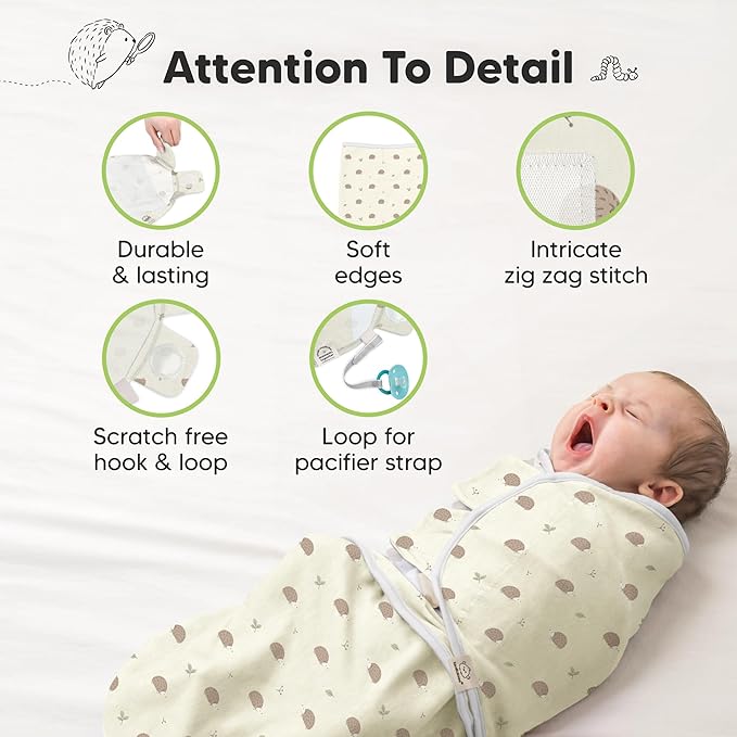 3-Pack Organic Baby Swaddle Sleep Sacks - Swaddles for Newborns, Infant 0-3 Months, Baby Girls, Boys, Soft & Snug Newborn Sleep Sack, Nursery Swaddling Blankets (Dino Ridge)