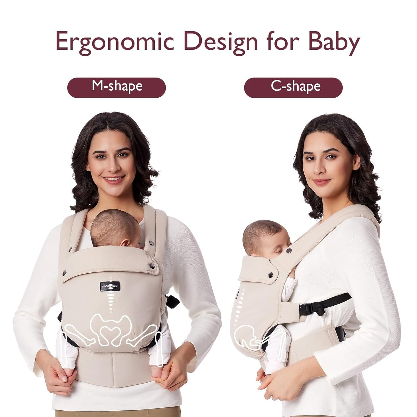 Momcozy Baby Carrier - Ergonomic, Cozy and Lightweight Carrier for 3-24 Months, Effortless to Put On, Ideal for Hands-Free Parenting, Enhanced Lumbar Support, Purehug for Infant to Toddler, Khaki