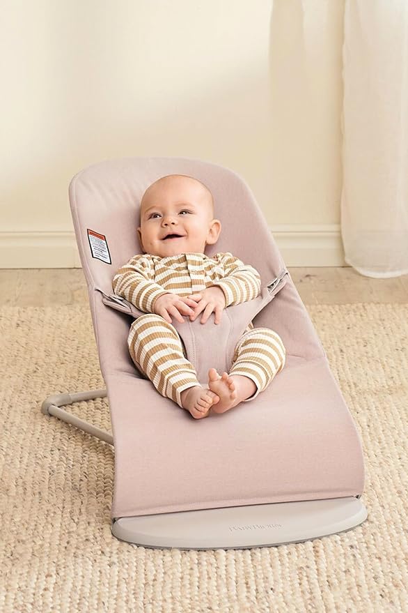 BabyBjörn Bouncer Bliss, Light Pink, Woven Melange | 2-in-1 Adjustable Baby Bouncer Seat and Toddler Chair, Newborn to Toddler (8-29 lbs), 4 Positions, Lightweight & Portable