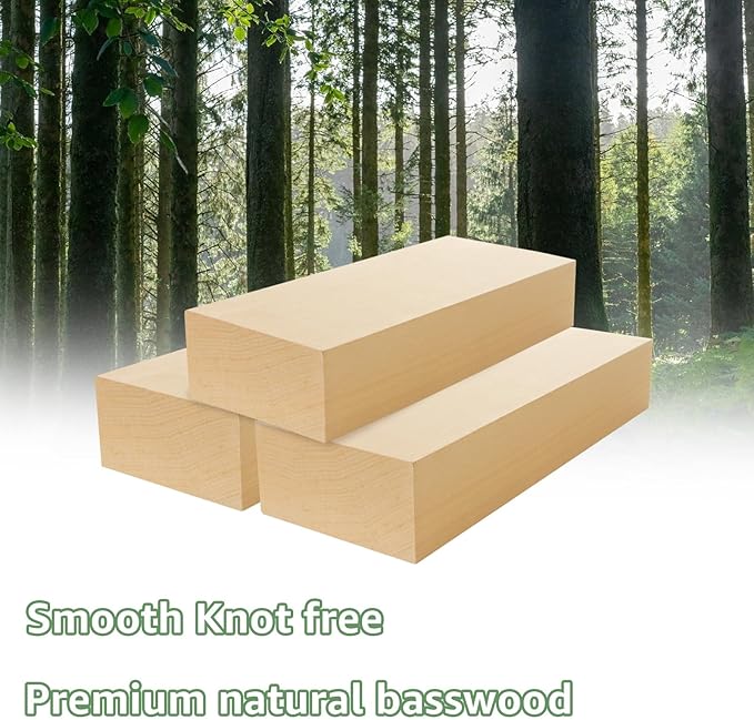 2 Pack Unfinished Basswood Carving Blocks, 12x4x2Inch Large Bass Wood Blocks for Wood Carving for Home, Crafts, Class, Arts, Christmas DIY Supplies
