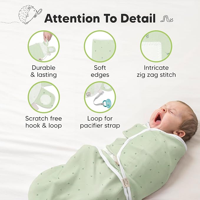 3-Pack Organic Baby Swaddle Sleep Sacks - Swaddles for Newborns, Infant 3-6 Months, Baby Girls, Boys, Soft & Snug Newborn Sleep Sack, Nursery Swaddling Blankets (Bunnies, L)