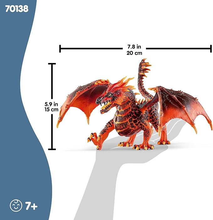 Schleich Eldrador Creatures - 8" Lava Dragon Toy - Movable Wing Action Figure for Boys and Girls - Mythical Creature Figures - Fantasy Beast Figurine - Red Monster Dragon Toys - Kids Ages 7+ | 70138
