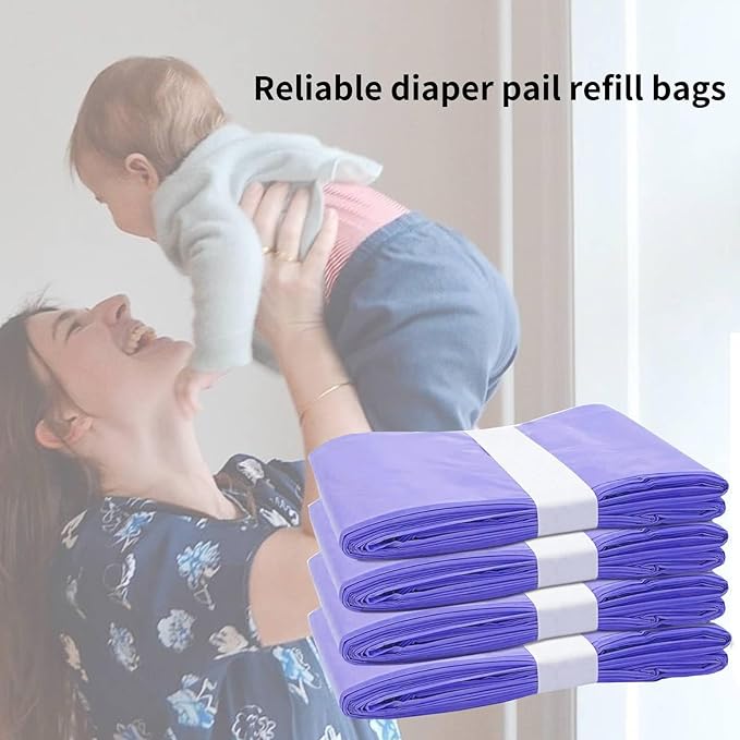 Refills Only Compatible with Dekor Classic Diaper Pail Refills, Diaper Pail Refill Bags Extra 12% Length 4 Pack for 2376 Diapers, Extra Length Diaper Pail Refills