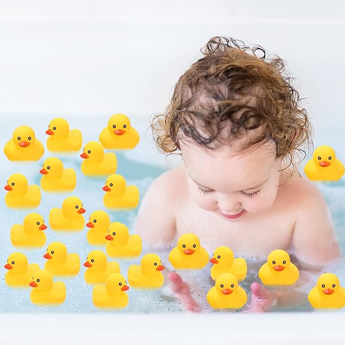 Rubber Duck Bath Toys , 50Pack Mini Rubber Ducks Bulk Float Duck Baby Bath Toy, Shower Birthday Party Favors Gift Classroom Summer Beach Pool Party Games