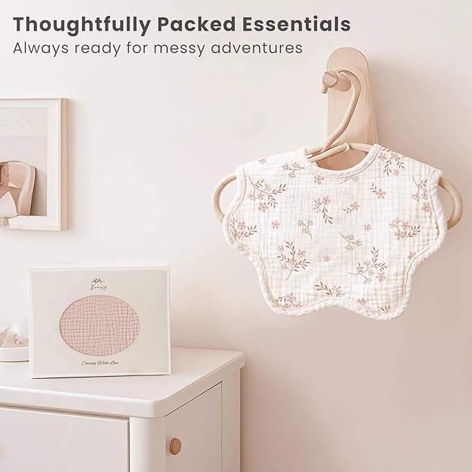 Konssy Muslin Baby Bibs 8 Pack, 100% Cotton Absorbent Bandana Drool Bibs for Teething and Drooling for Unisex Boys and Girls