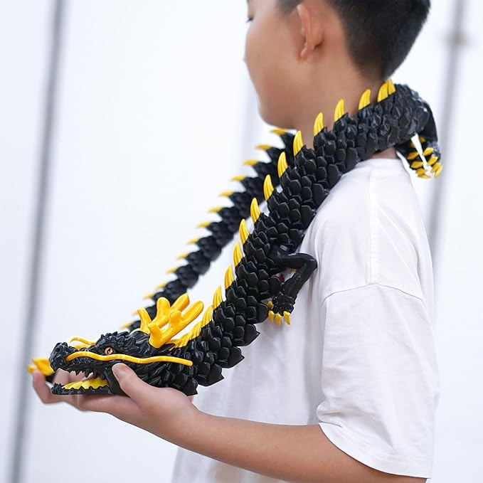 47.5inch Large 3D Printed Dragon,Flexible Joint Animal lacertid Figurines, Home Office Decor,Fidget Toy for Adults Teens Boy Festival Gifts,Easter Basket Stuffers,Executive Desk Toy