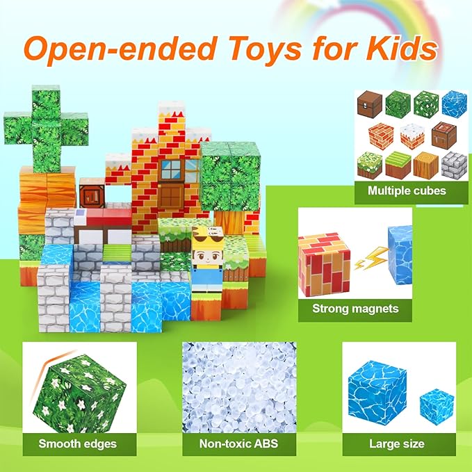 120PCS 1Inch Magnetic Blocks,Magnetic Building Blocks Toddler Toys for Kids 3+ STEM Buildable Sensory Toys for Toddlers Gifts for Christmas 3-5 6-8 Years Old Girls Boys