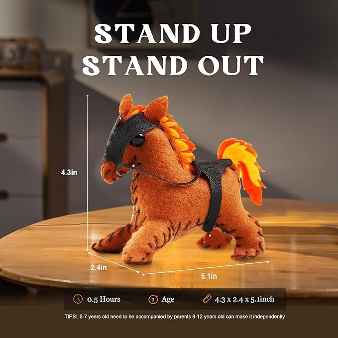 Sewing-Kit for Kids Ages 8-12, Horse Craft Sew Your Own Stuffed Animal of 5 DIY Projects, Unicorn Pony Toy Gift for Girls Boys