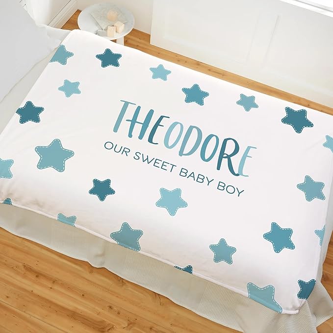 Personalized Baby Blanket for Kids Girls Boys. Custom Baby Blanket with Name for Newborn Swaddle Toddler, Nursery Decor Kids Blanket. (Hi Little One)