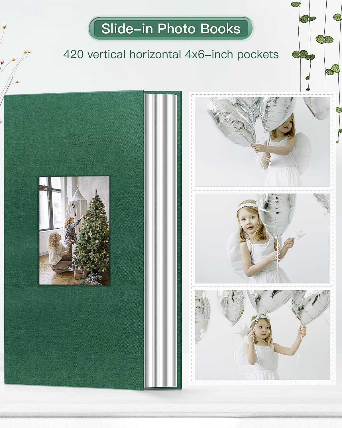 popotop Photo Album 4x6-420 Photos Photo Books with 420 Horizontall Pockets,Linen Cover Albums for Family Wedding Anniversary Baby Vacation Pictures