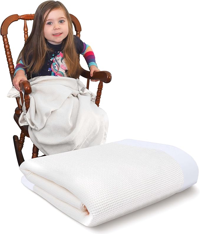 Blankets - Thermal Waffle Warm Baby Blanket for Crib - Soft and Cozy Baby Crib Blanket for Nursery, Stroller, or Naptime Comfort - Ideal Shower Gift - White, Nylon Trim (36" x 50")