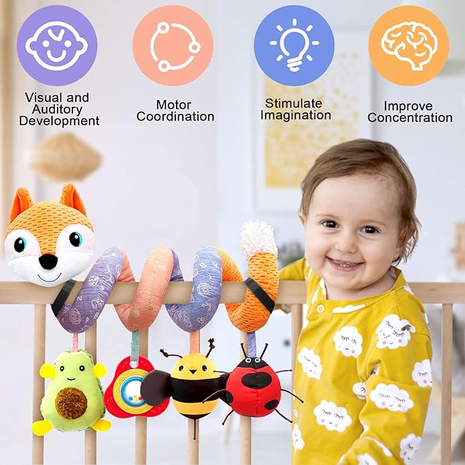 Car Seat Toys Newborn Toys, Stroller Toy Baby Toys 0-6 Months Carseat Toy for Infants 0-6 Months for Carseat Stroller Crib with Music Rattles Teether, Baby Toy for 0 3 6 9 12 Boys Girls