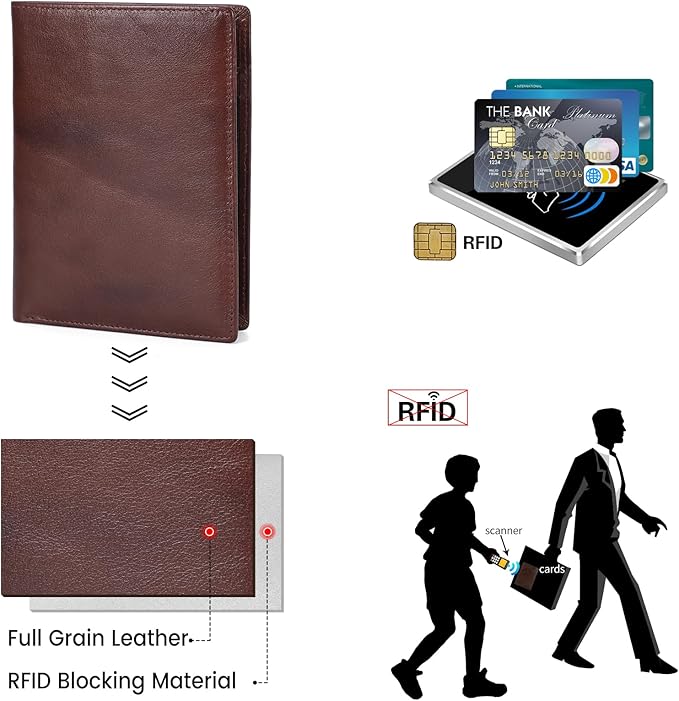 Polare Luxury RFID Blocking Leather Passport Holder Travel Wallet For Men and Women (Coffee)