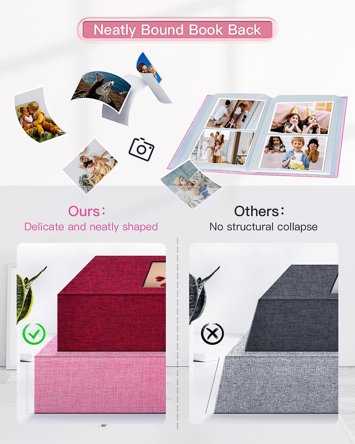 popotop Photo Album 4x6-200 Photos Photo Books with 200 Horizontal Pockets,Linen Cover Albums for Family Wedding Anniversary Baby Vacation Pictures