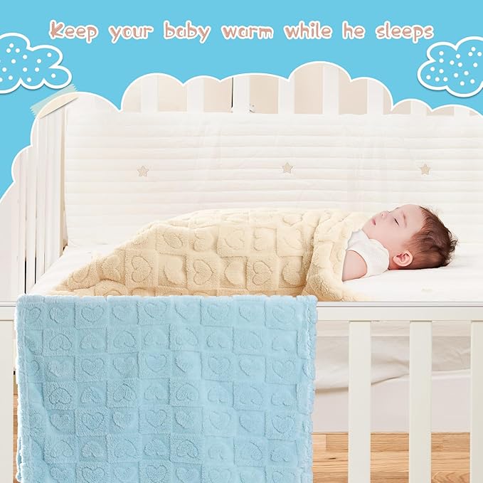 4 Pcs Baby Blankets for Boys Soft Toddler Small Blanket for Daycare, Fleece Kid Mini Blanket for Crib Baby Shower, 30 X 40, Blue Green White Grey