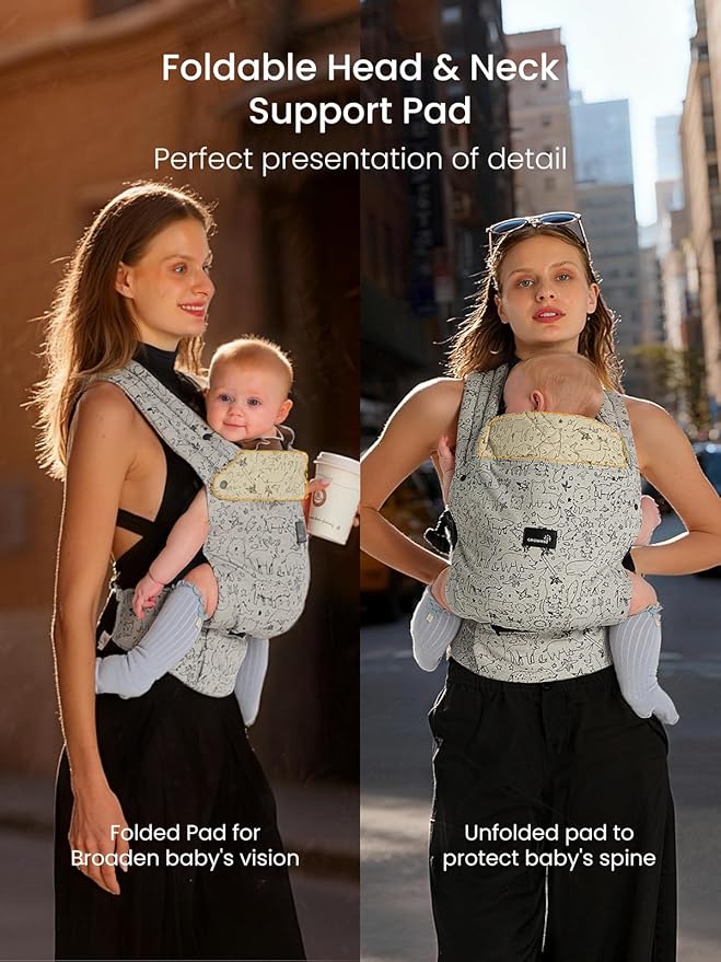 GROWNSY Baby Carrier Newborns to Toddlers, Ergonomic Baby Toddler Carrier Wraps with Head Support, Easy to Wear, Infant Carrier Baby Gift, Travel and Hiking Friendly, 7 to 44 lb (Animal)