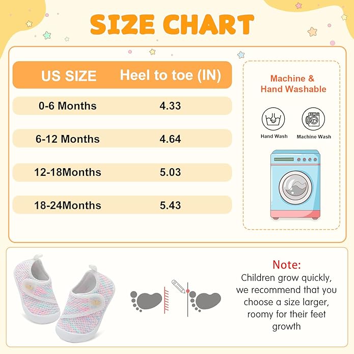 FEETCITY Baby First Walking Shoes Wide Baby Shoes Infant Sneakers Newborn Crib Shoe Barefoot Lightweight Slip On Shoe