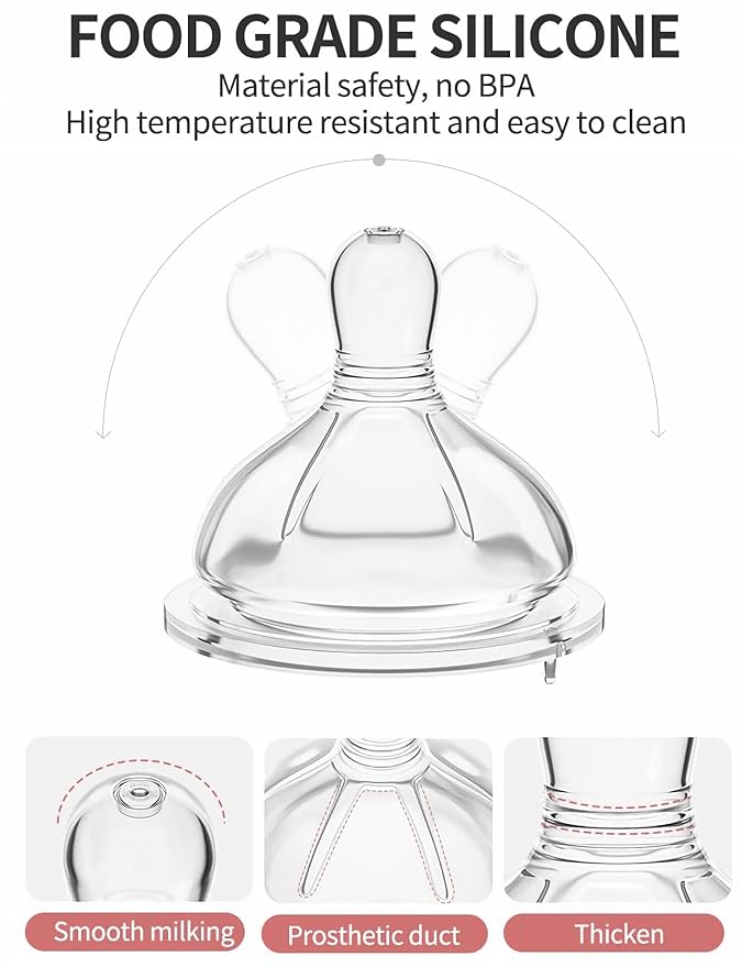 Glass Baby Bottles,Anti Colic Breastfeeding Bottle with Natural Response Nipple Size S,Wide Neck Slow Flow Baby Bottle for Baby,Newborn,Preemie 0-3 0-6 Month,BPA Free (Pink, 2 Pack, 4 Ounce)