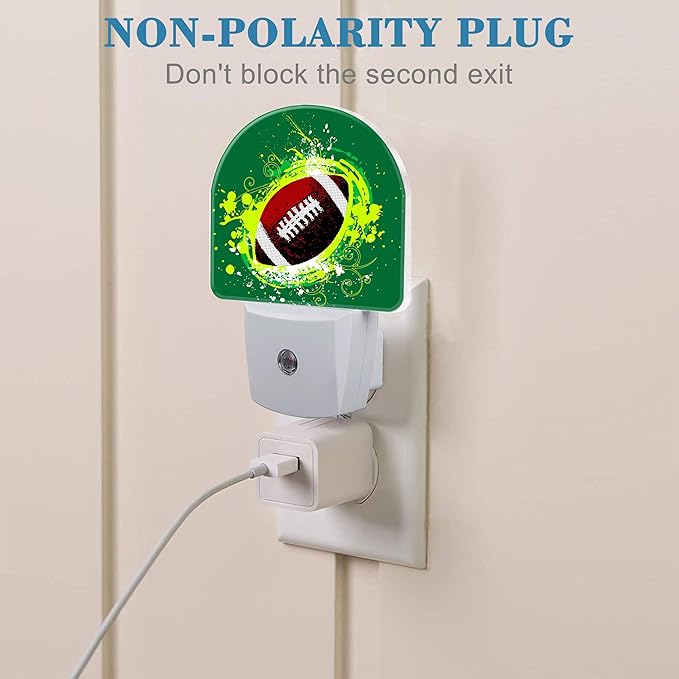 Night Light for Kids Girls Boys, Abstract American Football LED Night Light Plug into Wall with Dusk to Dawn Sensor for Room Decor, Hallway, Kitchen, Bathroom, Nursery, Stairs