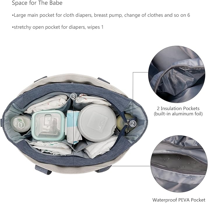 Lmbabter Diaper Bag Tote with Changing Station Upgrade Multi-Function Baby Bag with Adjustable Shoulder Strap