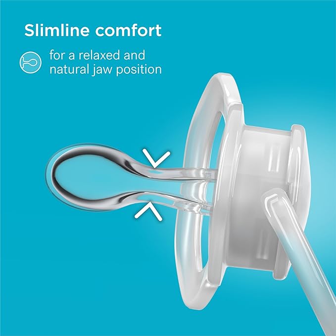 Smilo Baby Pacifier with Orthodontic Design for Healthy Dental Development - Stage 2 for Babies 3-9 Months - Pack of 3X 100% Silicone Pacifiers BPA Free - Aqua Blue