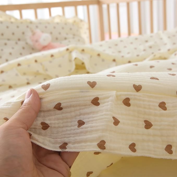 100% Cotton Muslin Crib Comforter/Quilt,Ultra Soft Cozy Reversible Baby Blanket,All Season Toddler Blankets for Boys and Girls, Machine Washable,41"x48"