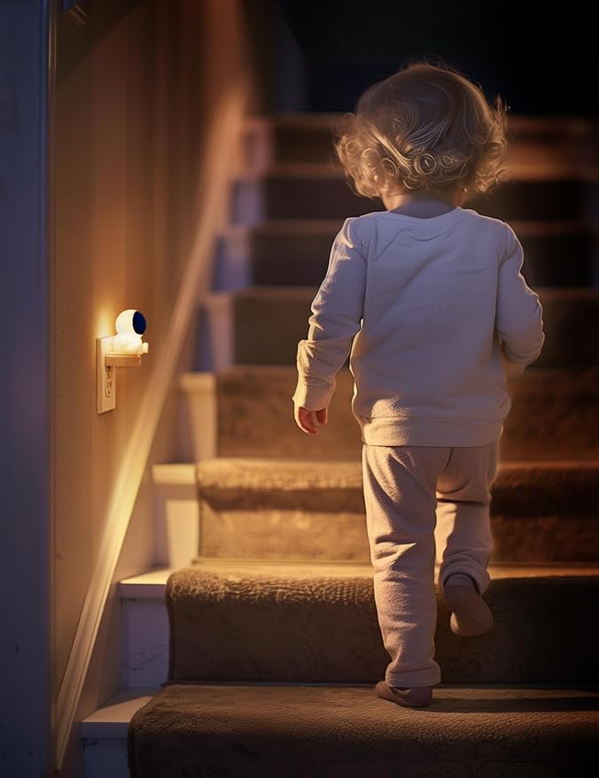 L LOHAS LED Night Light for Kids, 3D Space Night Light Plug in, Dusk to Dawn Nursery Night Lights, RGB+Soft White 3000K, 3 Lighting Modes, Room Decor, Children