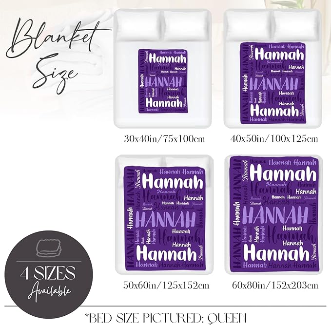 Personalized Custom Baby Blanket with Name for Girls Boys Kids Customized Flannel Blanket for Bed Nursery Room Baby Stroller