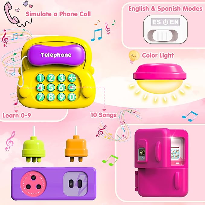 Baby Montessori Busy Board for 1-2 Year Old Boy Girl Gift,Musical Toddler Toys for 1+ Year Old,Early Educational Montessori Toy for Toddlers 1-3,Birthday Gifts for 1+Year Old Girl