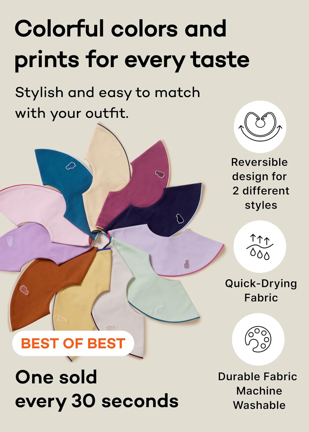 Konny Baby Bibs 5-Pack, 360 ° Rotate, Soft and Absorbent Bandana Drooling for Boys Girls baby Essentials