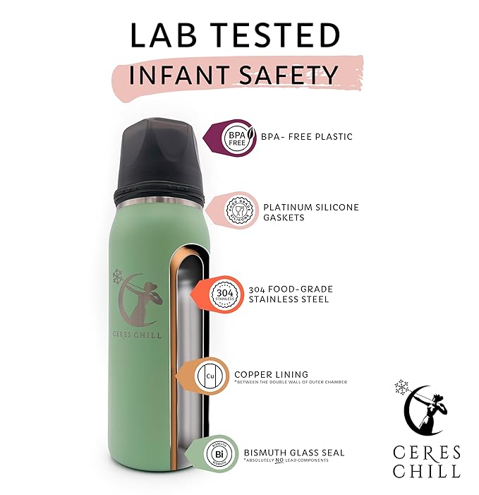 Ceres CHILL OG Breastmilk Chiller & Warmer – 12–34oz Portable Breast Milk Cooler, Storage & Baby Bottle for Travel, Work or On-The-Go – Pump Compatible Container – Future’s So Bright White