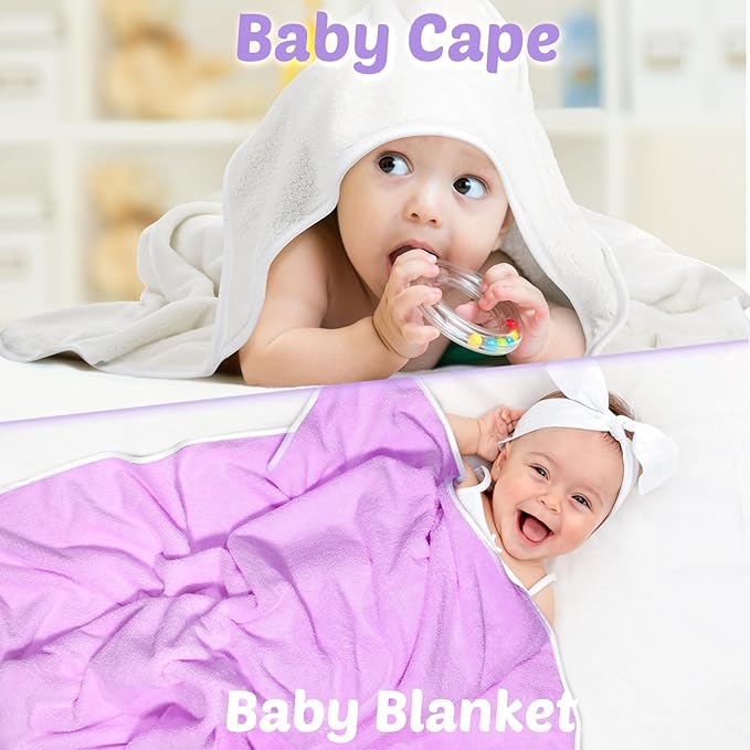 Chumia 6 Pack Baby Bath Towel Coral Fleece Soft Absorbent Newborn Hooded Towel for Kid 30 x 30 Inch Toddler Bath Blanket for Babies Infant Shower Gift(Grey/Beige/Purple)
