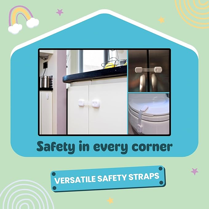 Booboo® (4 Pack) Child Proof Refrigerator Lock Fridge Door Locks | Baby Proof Your Cabinet Drawers, Dishwasher, Garbage Trash Can & Cupboards with 3M Adhesive Locks| Easy Installation No Tools Needed