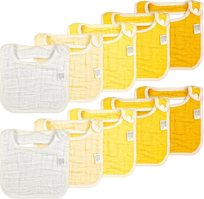 EllieHouse Baby Bibs for Girls Boys 10Pack Muslin Drool Teeth Drooling Teething Bibs Muslin Cotton for Infant Toddler