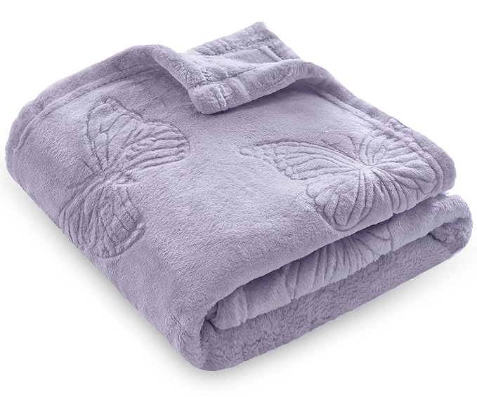 BORITAR Baby Blanket with Butterfly Design for Girls Ultra Soft Fleece Warm and Lightweight Blankets for Infant Toddler Newborn, 30x40 Inch, Purple