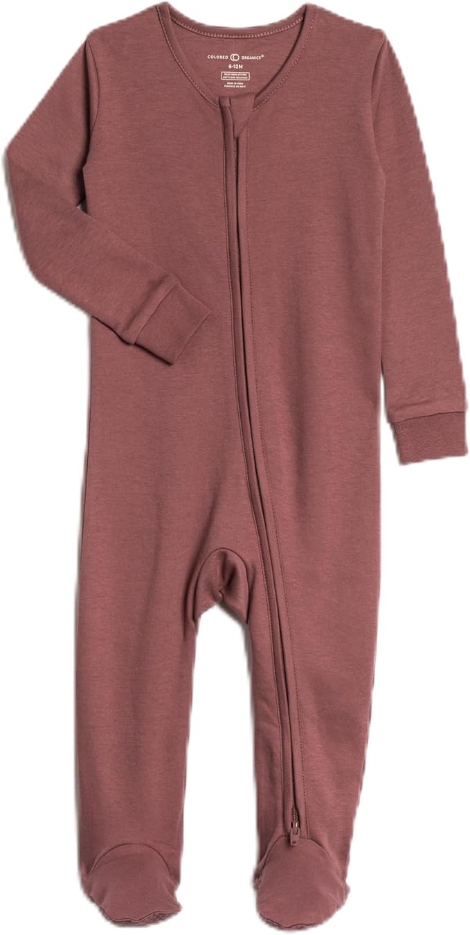 Colored Organics Baby Zip-Up Footed Sleeper with 2-Way Zipper - Newborn Organic Cotton Pajamas