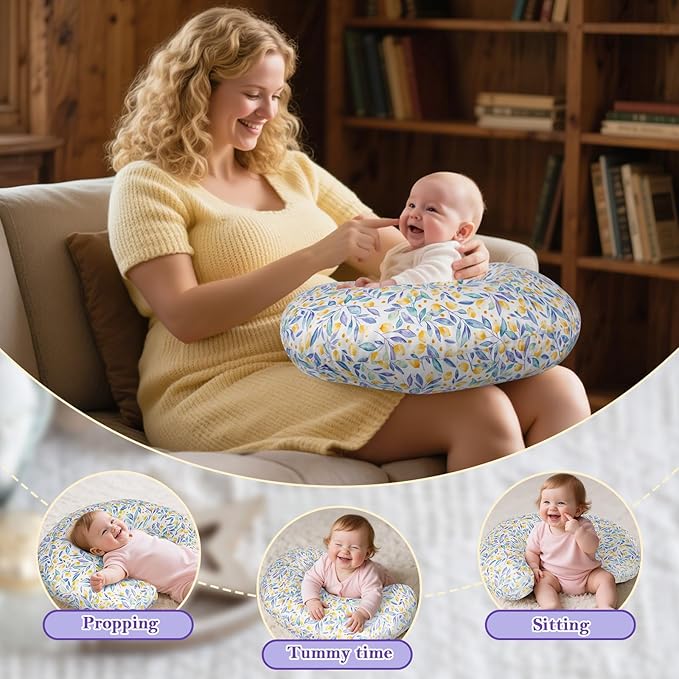 Nursing Pillow & Breastfeeding Pillow – Ergonomic C-Shape for Breastfeeding & Bottle Feeding, Standard Size Breathable with Washable Cover, Hypoallergenic,Tummy Time & Sitting Support (0-18Months)