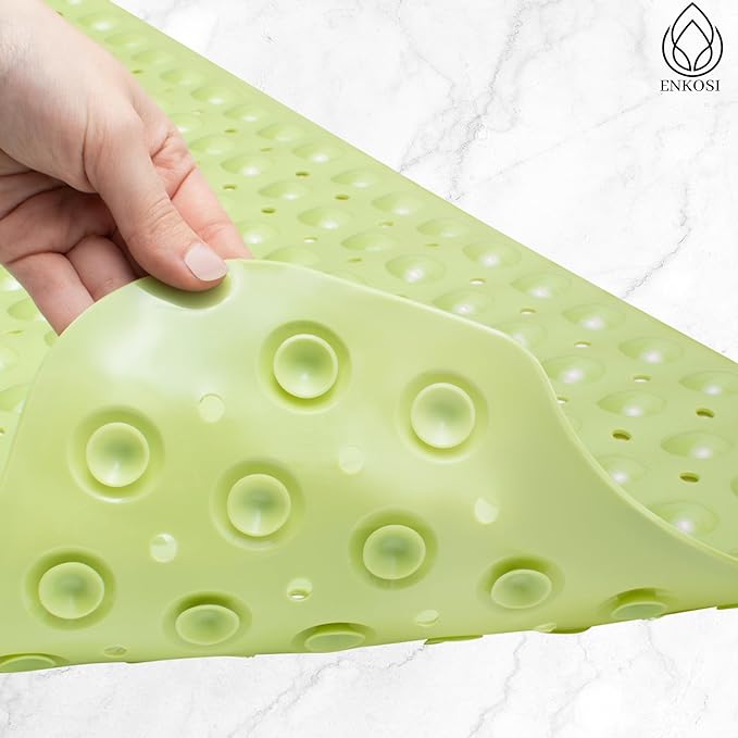 ENKOSI Bath Mat - Large Non Slip Bathtub & Shower Mat - Extra Long 40 x 16 Inch Bathroom Mats for Tub Nonslip Anti Slip Bathmats (40x16 Green)