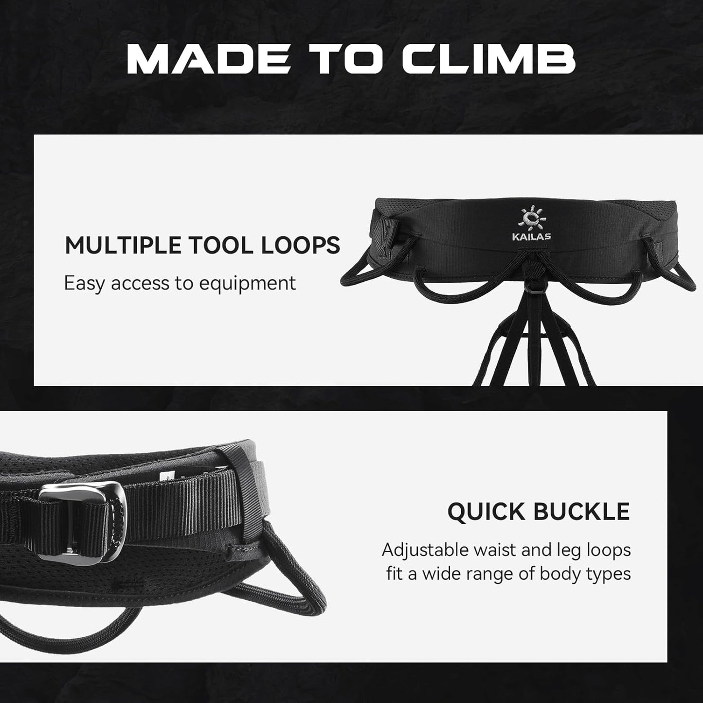 KAILAS Kids Rock Climbing Harness Child Safety Belt Climbing Gear Adjustable Lightweight Indoor Gyms Beginners Youth