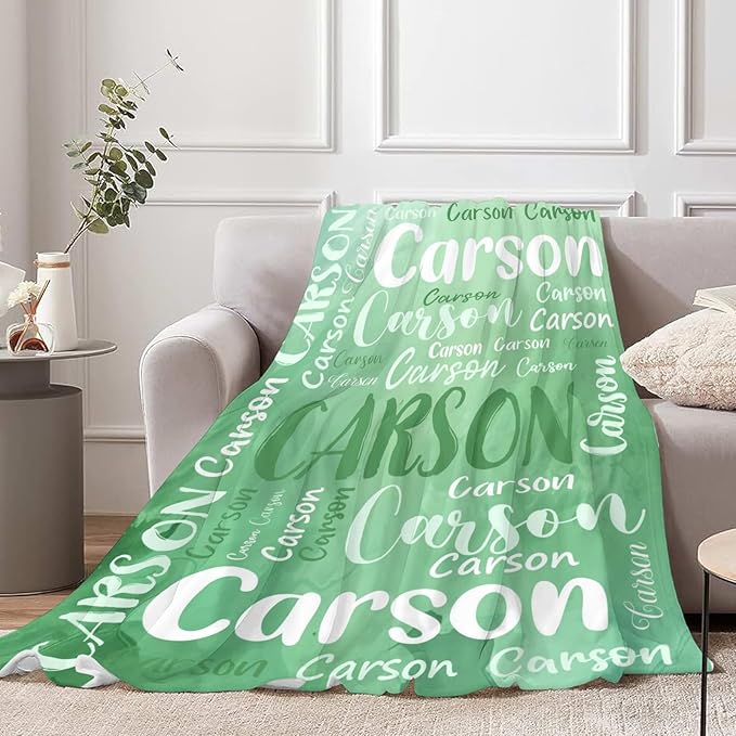 Personalized Custom Baby Blanket with Name for Girls Boys Kids Customized Flannel Blanket for Bed Nursery Room Baby Stroller