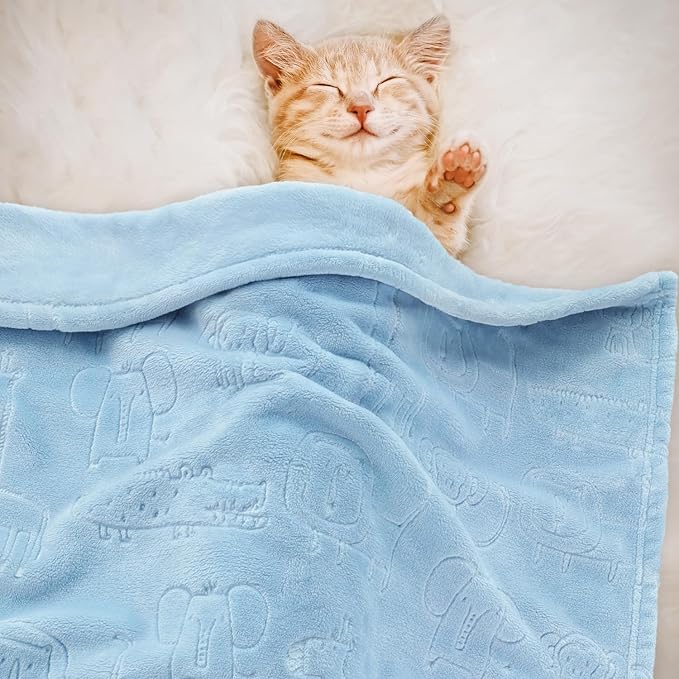 BORITAR Baby Blanket for Boys Girls Ultra Soft Fleece Warm and Lightweight Animal Blankets for Infant Toddler Newborn, 30x40 Inch, Blue