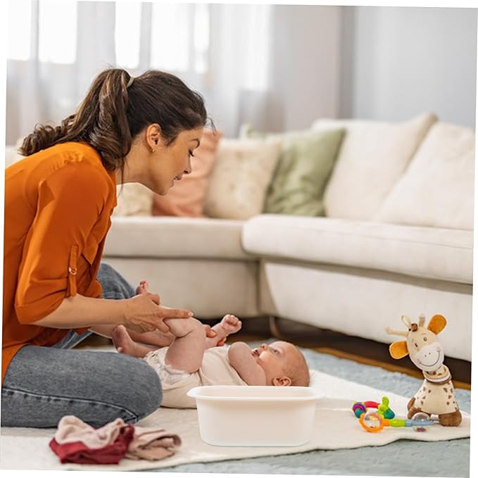 BESTonZON Water Basin Bathing Tub Bath for Bathtub Changing Table Water Basin Portable Wash Basin Plastic Water Tub Plastic Basin Thicken Small Basin Dining Table Sink Child, 21.50X16.00X8.00CM