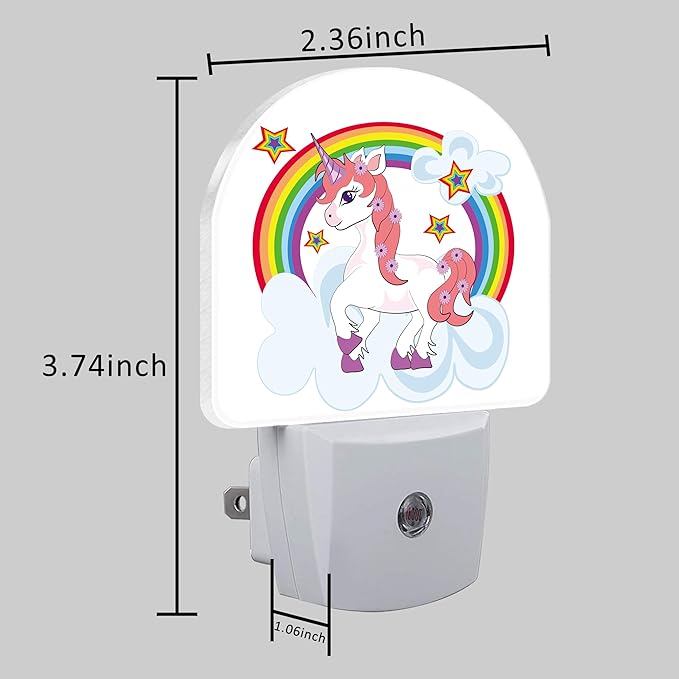 Cartoon Cute Rainbow Horse Night Light for Kids, LED Night Light Plug into Wall with Dusk to Dawn Sensor for Girls Boys Women Men Room Decor, Hallway, Kitchen, Bathroom, Nursery, Stairs