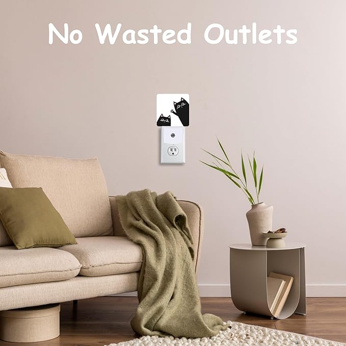 Night Light for Kids Girls Boys,Black Cat Waving Pink Paw LED Night Light Plug into Wall with Dusk to Dawn Sensor for Room Decor,Hallway,Kitchen,Bathroom,Nursery,Stairs