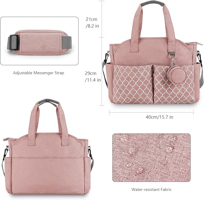 Lmbabter Diaper Bag Tote with Changing Station Upgrade Multi-Function Baby Bag with Adjustable Shoulder Strap