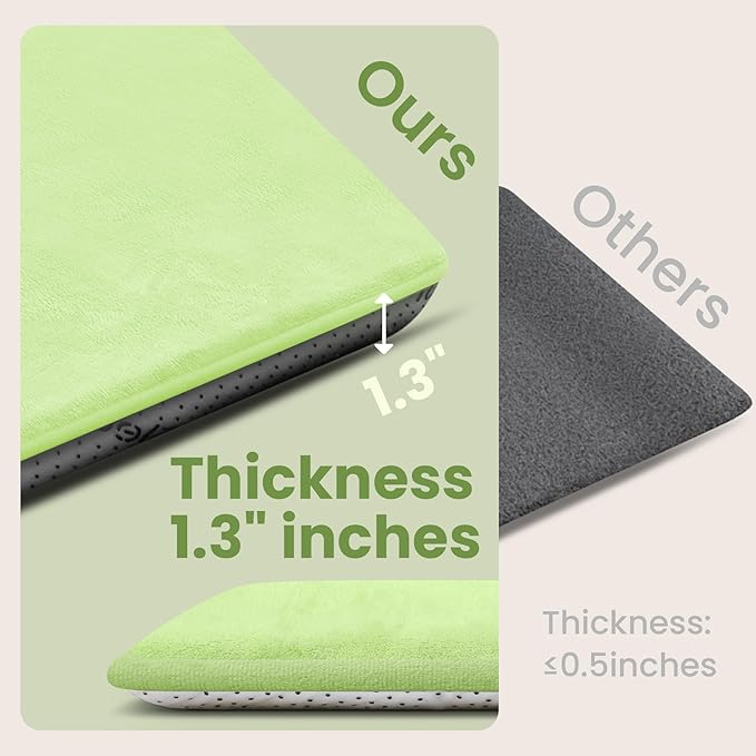 Baby Play Mat for Floor,1.3" Thick Elasti-Foam 50"×50" Playpen Mat for Tummy Time,Water Repellent Soft Coral Velvet for Toddler,Infant,Kids,Non-Slip Backing Safe for Crawling(Light Green)